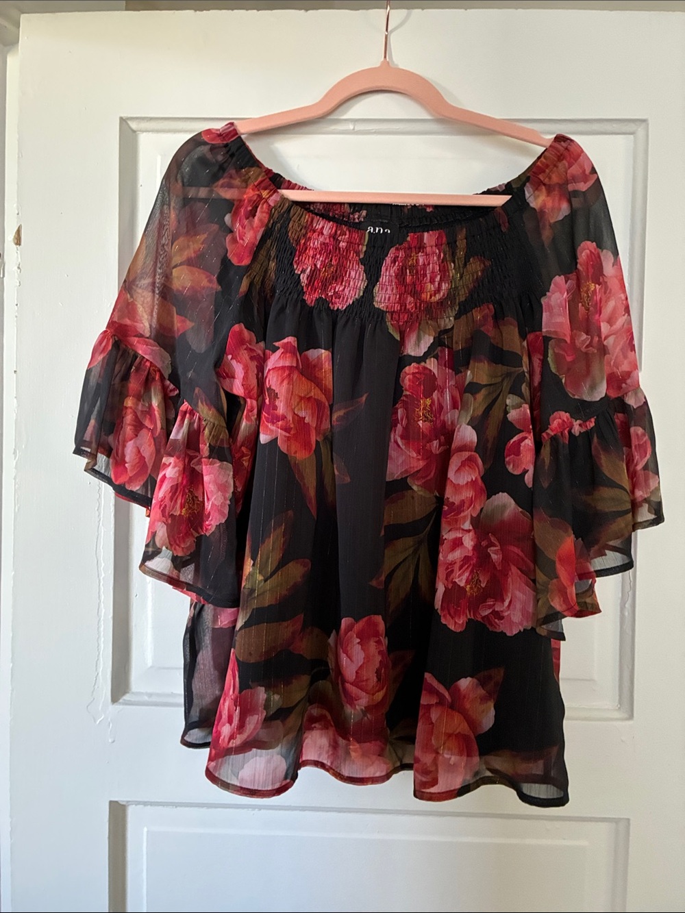 NWOT Red rose blouse from ANA sized L